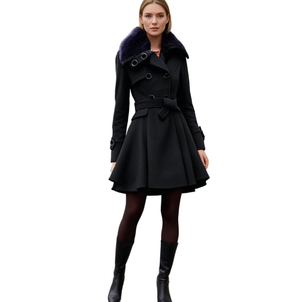 Women long faux fur hood winter coat full length coverage