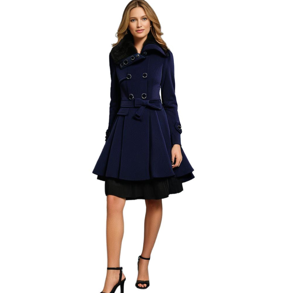 Women long faux fur hood winter coat full length coverage