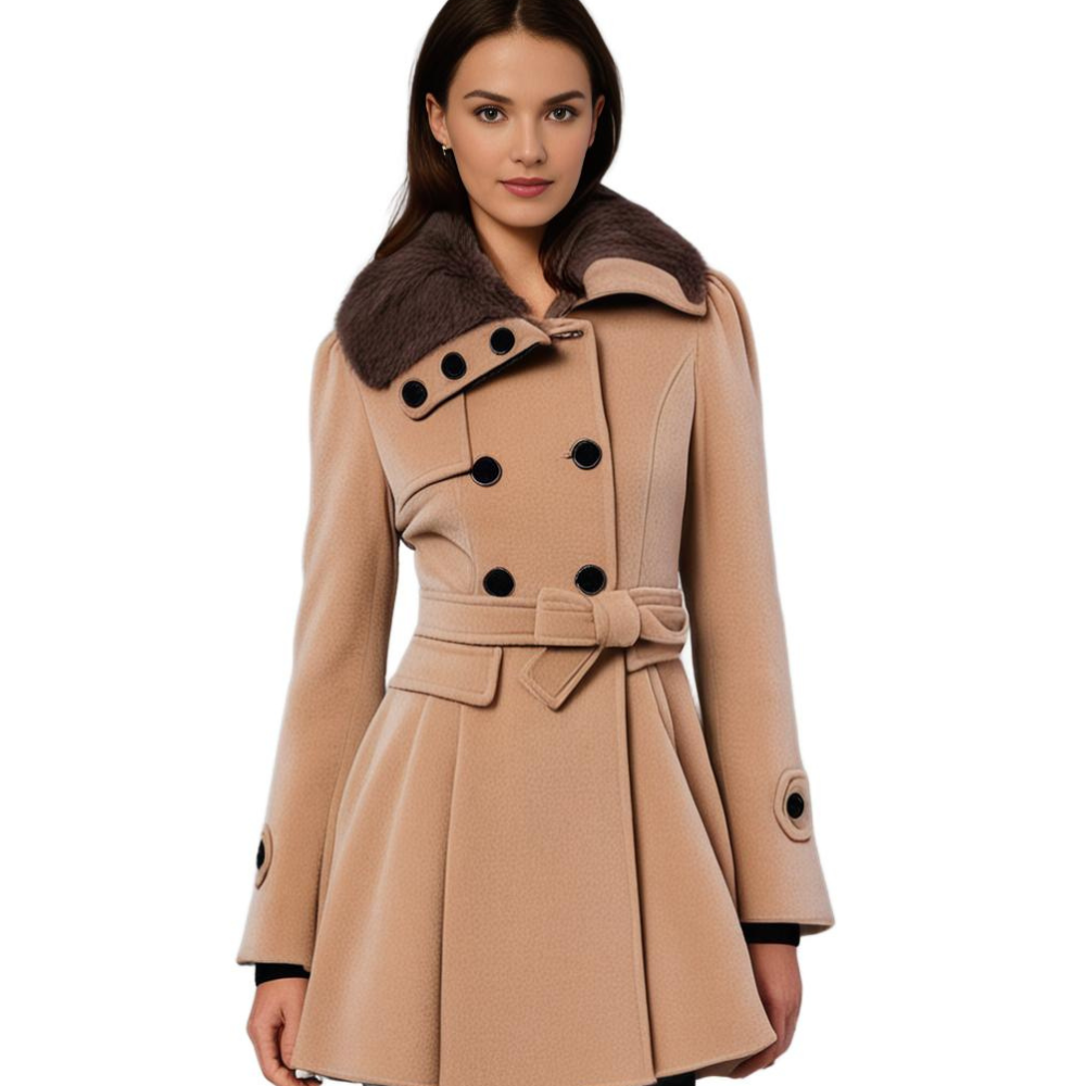 Women long faux fur hood winter coat full length coverage