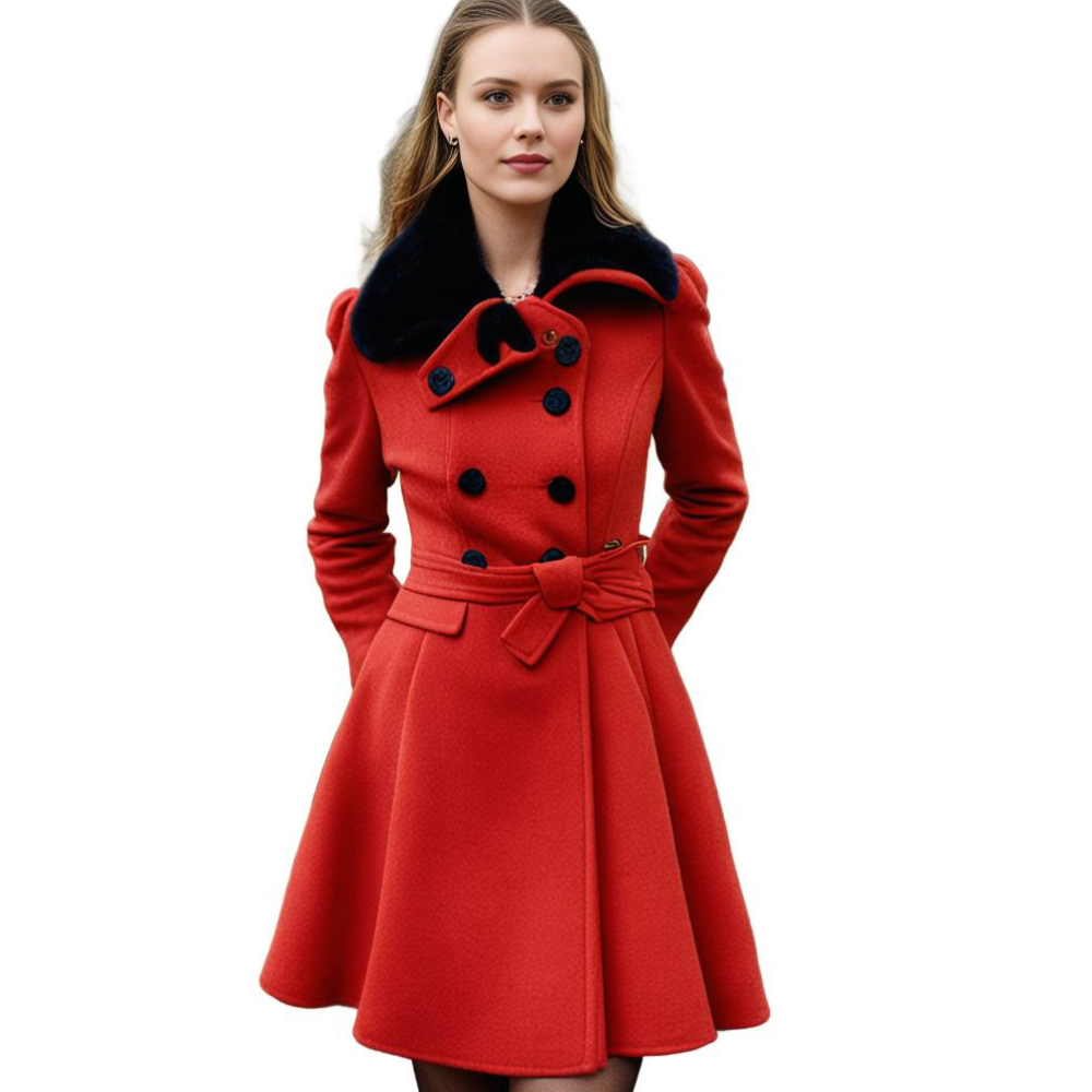 Women long faux fur hood winter coat full length coverage