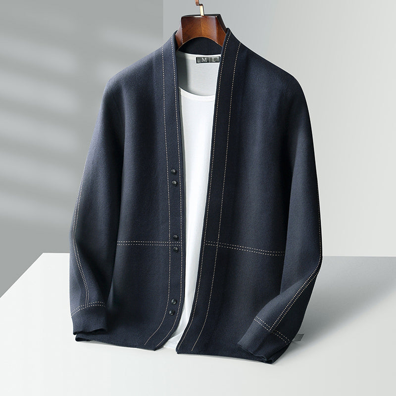 Men's Cardigan | Warm Wool Knit, Button Front | Grey, Blue, Black