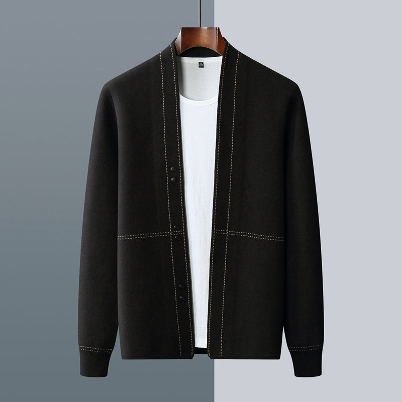 Men's Cardigan | Warm Wool Knit, Button Front | Grey, Blue, Black