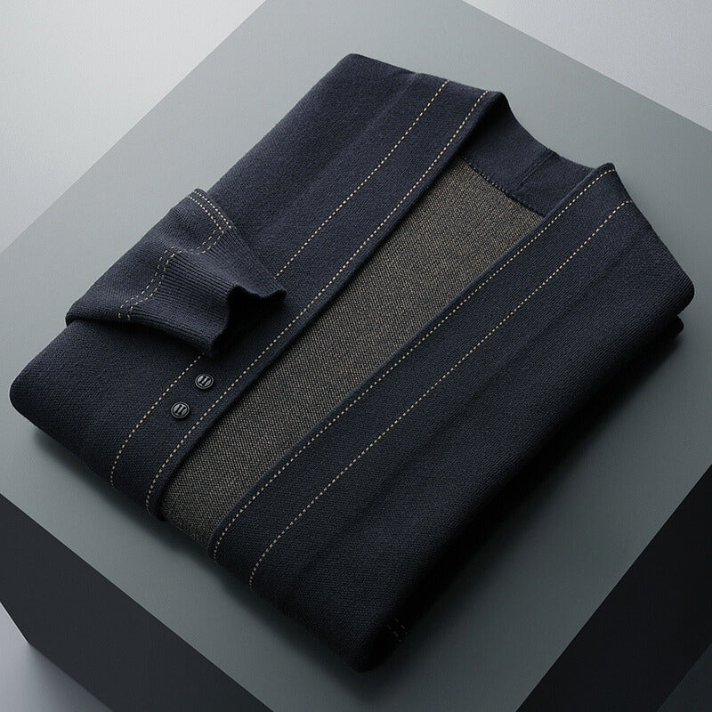 Men's Cardigan | Warm Wool Knit, Button Front | Grey, Blue, Black