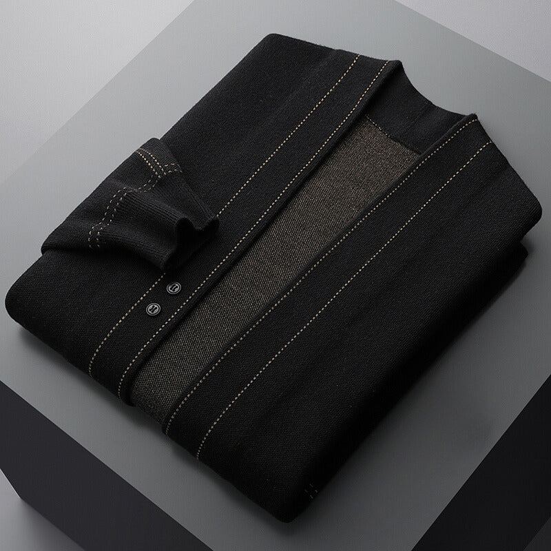 Men's Cardigan | Warm Wool Knit, Button Front | Grey, Blue, Black