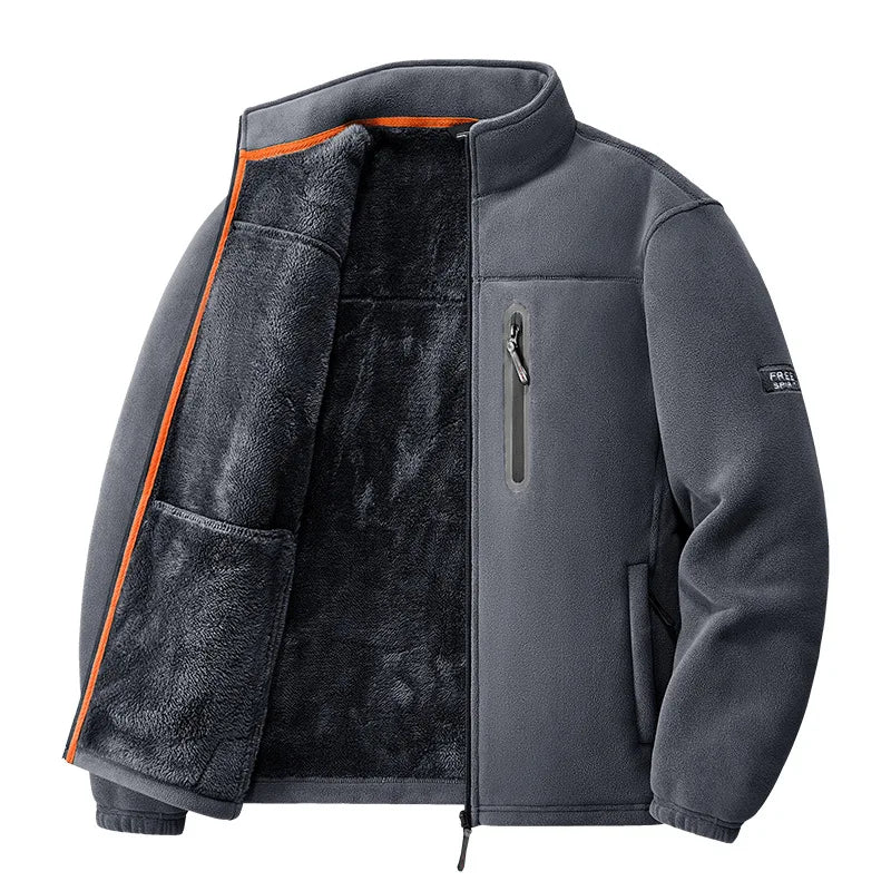 Thermal fleece jacket men thick polar fleece insulated casual winter