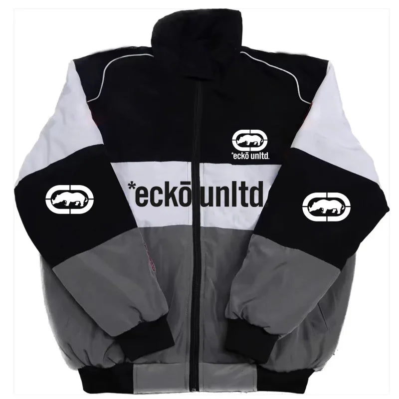 Men's Winter Jacket | Retro Hip Hop Style, Graphic Print | Padded Stand Collar