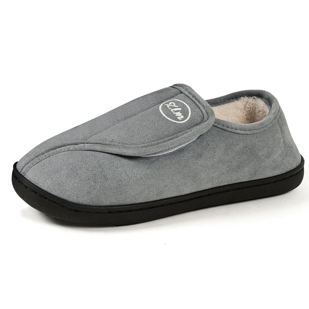 Men's Diabetic Slippers | Wide Fit, Suede Leather | Warm Plush, Non Slip Sole