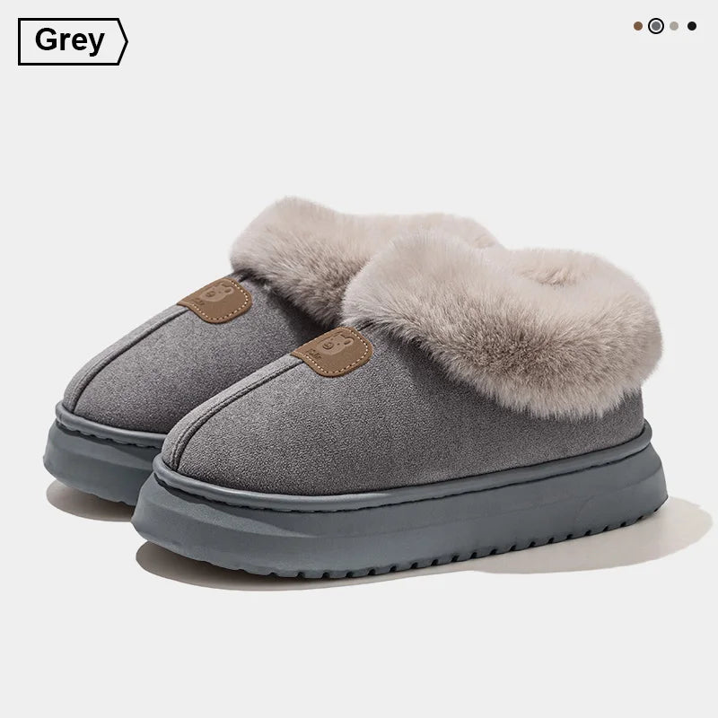 Womens Mens Winter Ankle Slippers | Fleece Lined Warm Plush Anti Slip