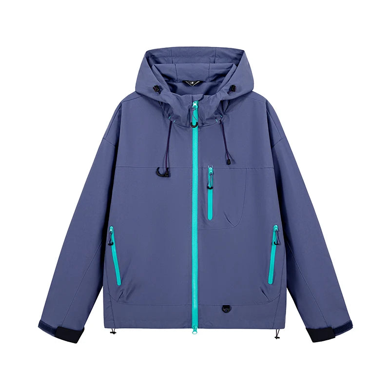 Women waterproof hiking jacket hooded windbreaker for outdoor camping