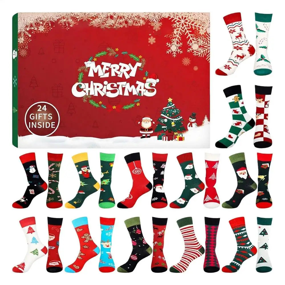 Sock Advent Calendar 12 Pairs Womens Cotton Novelty Socks Gift Set