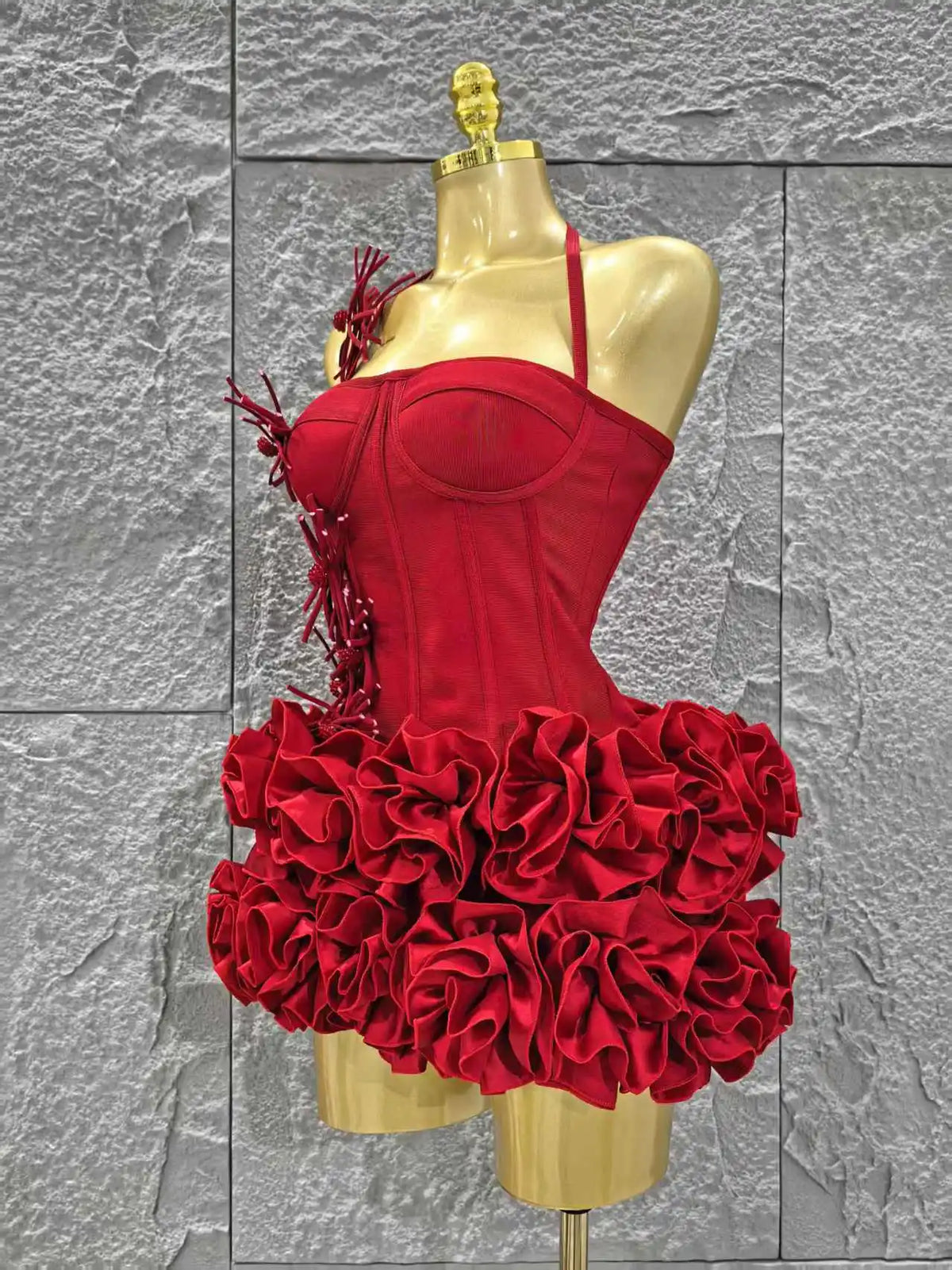 Christmas Party Dress | Women's Strapless Mini Dress, Mermaid Style, Bandage