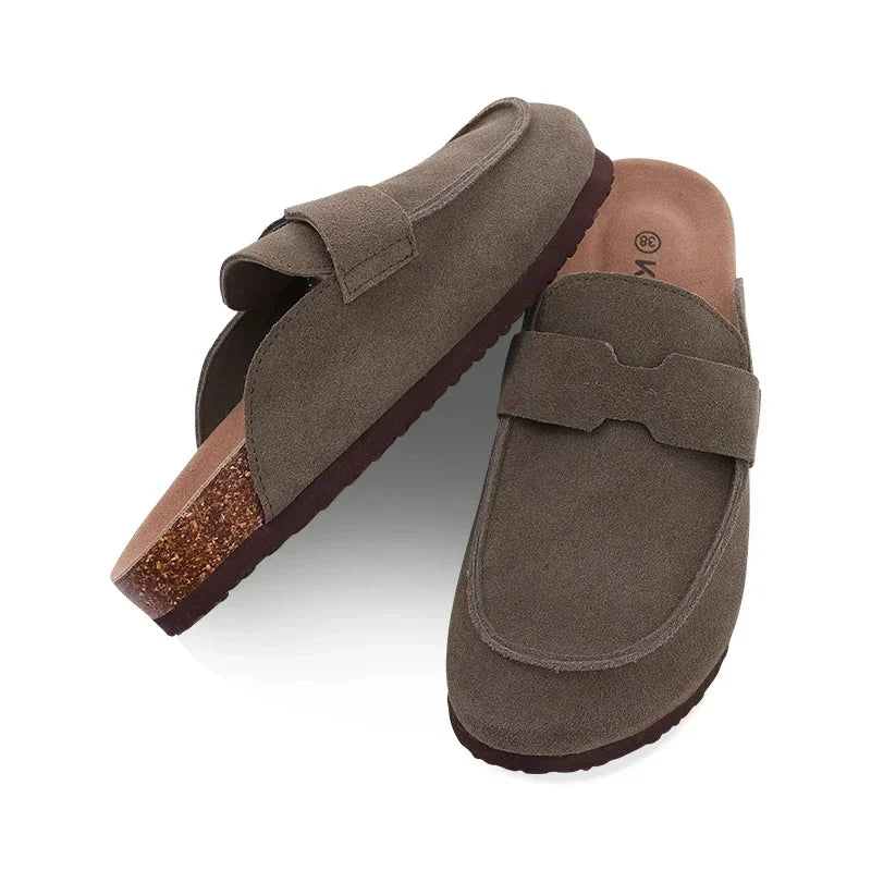Diabetic Slippers Women | Suede Cork Clogs with Arch Support Non Slip