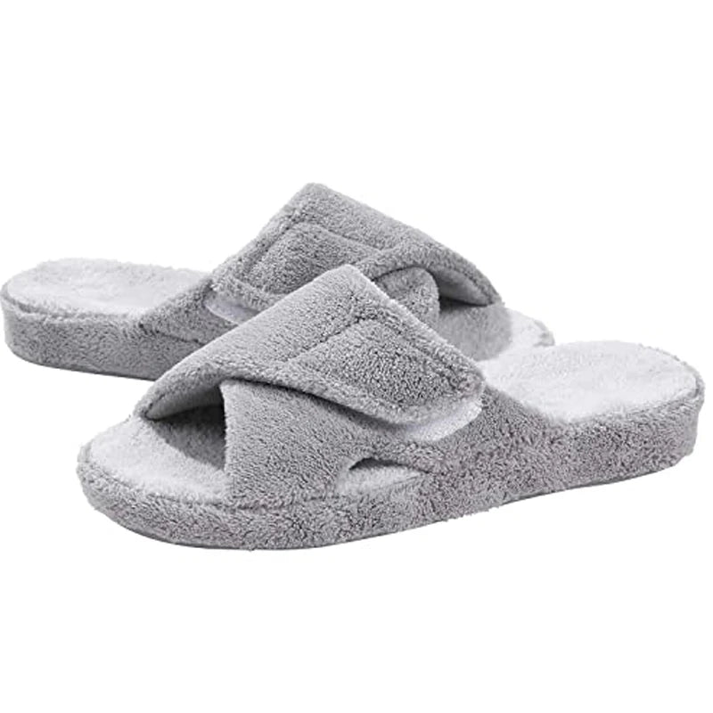 Extra Wide Slippers for Swollen Feet Womens Adjustable Fuzzy Warm