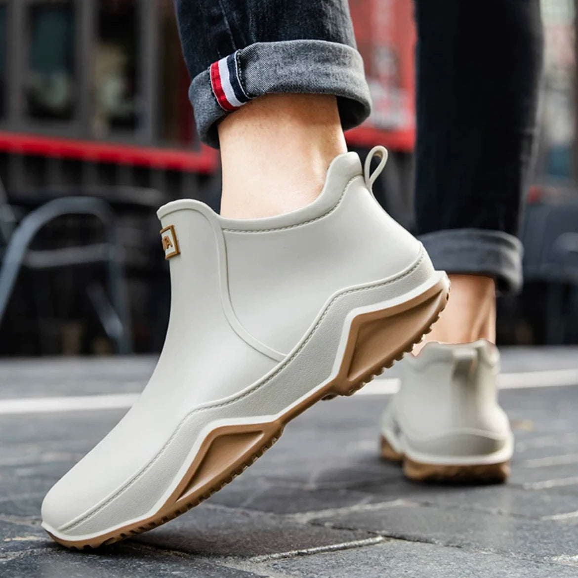 Unisex waterproof ankle wellies with anti-slip sole for rain and snow