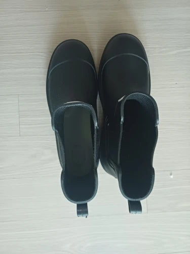 Men ankle rain boots slip on waterproof wellies non-slip outsole