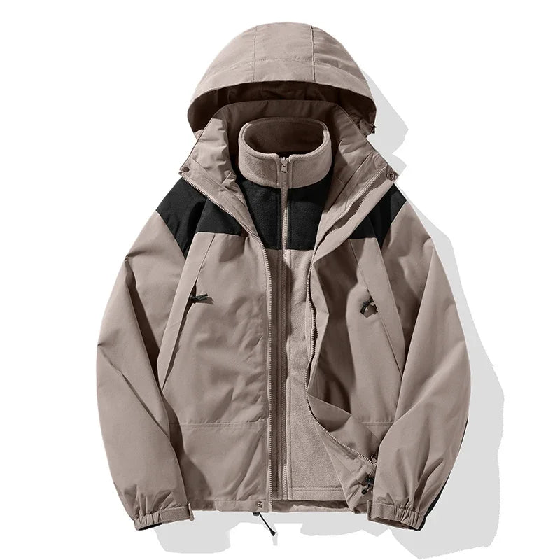 Womens 3 in 1 waterproof jacket with windproof breathable thermal design