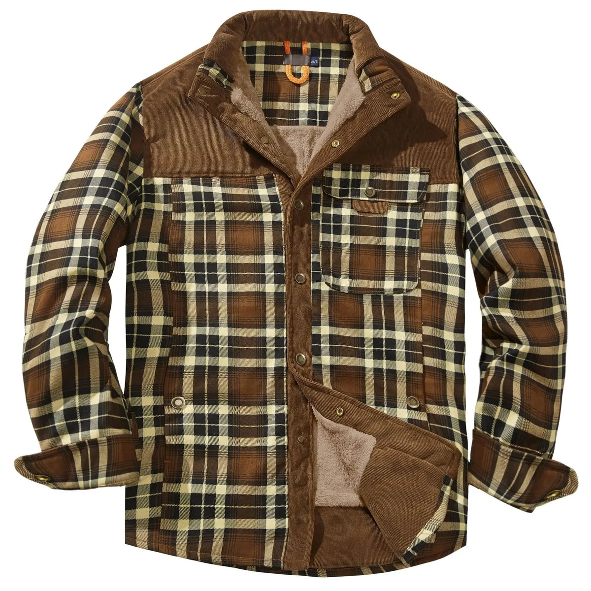 Men plaid casual shirt jacket long sleeve cotton blend, autumn style