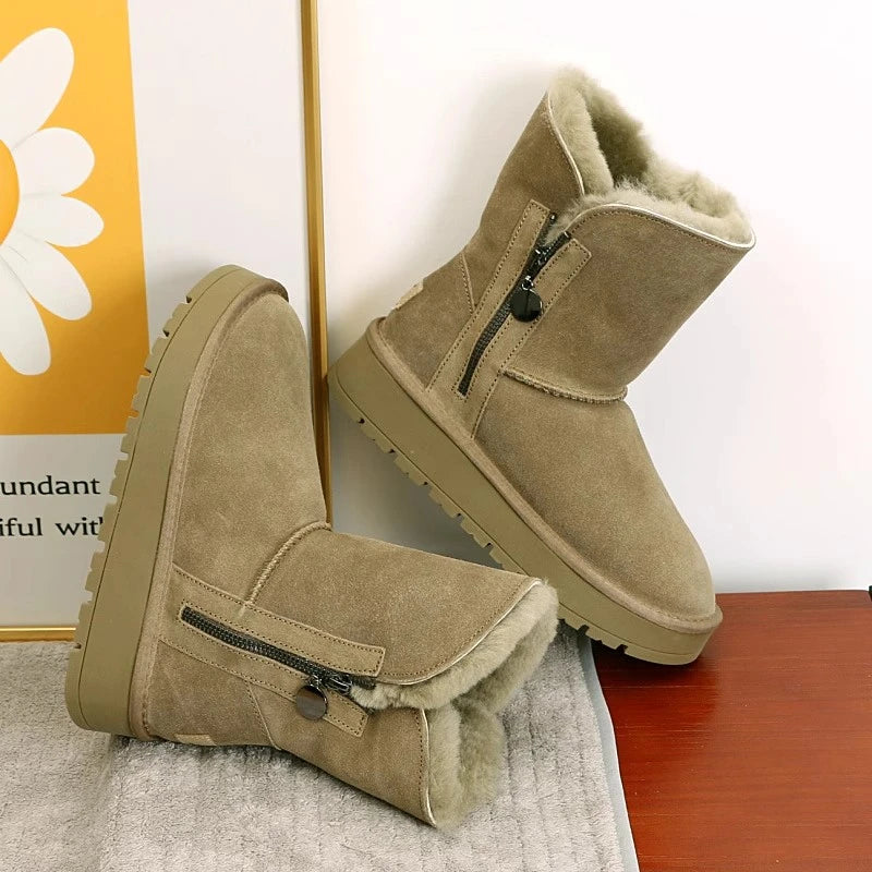 Sheepskin Boots | Women's Mid Calf Style | Warm Winter Snow Boots