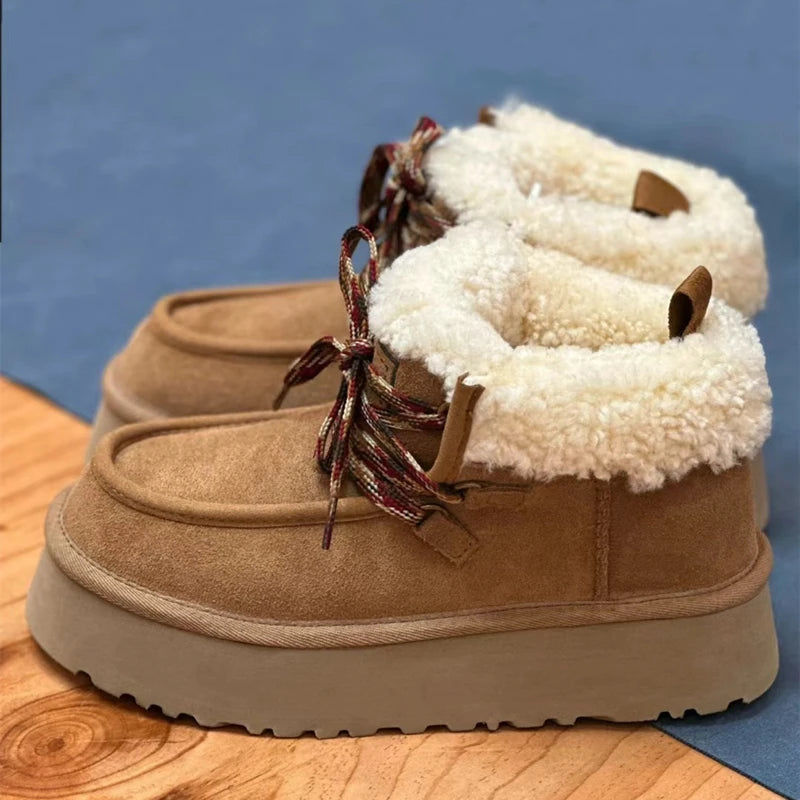 Snow Boots | Women's Sheepskin Ankle Boots, Wool Lined | Warm Winter