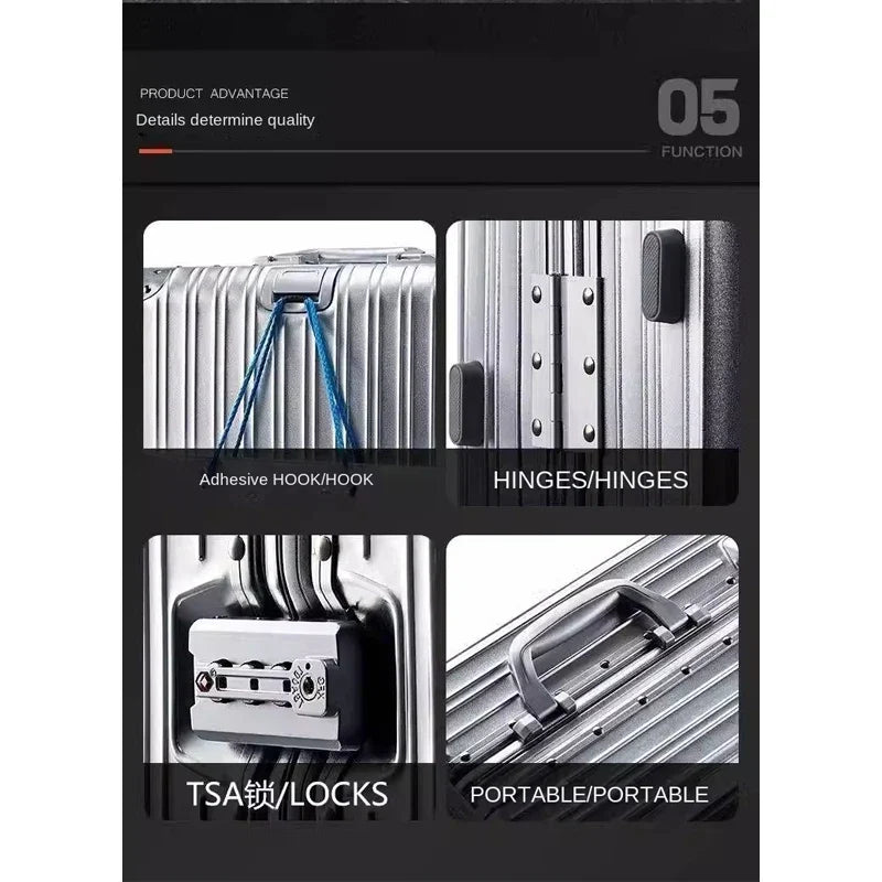 Aluminum-magnesium travel suitcase | Hard shell, TSA lock | 360° wheels