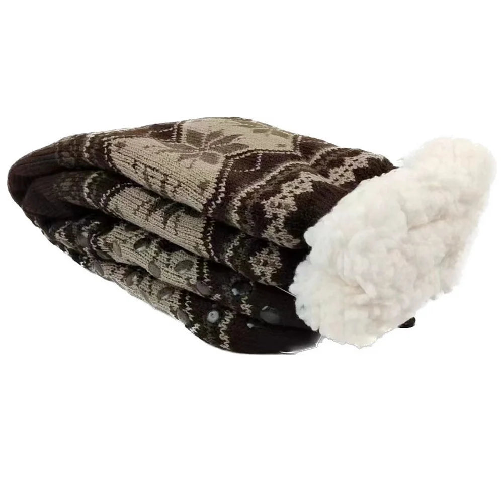 Slipper Socks | Men’s Fluffy Thermal, Warm Crew | Non Slip Snowflake