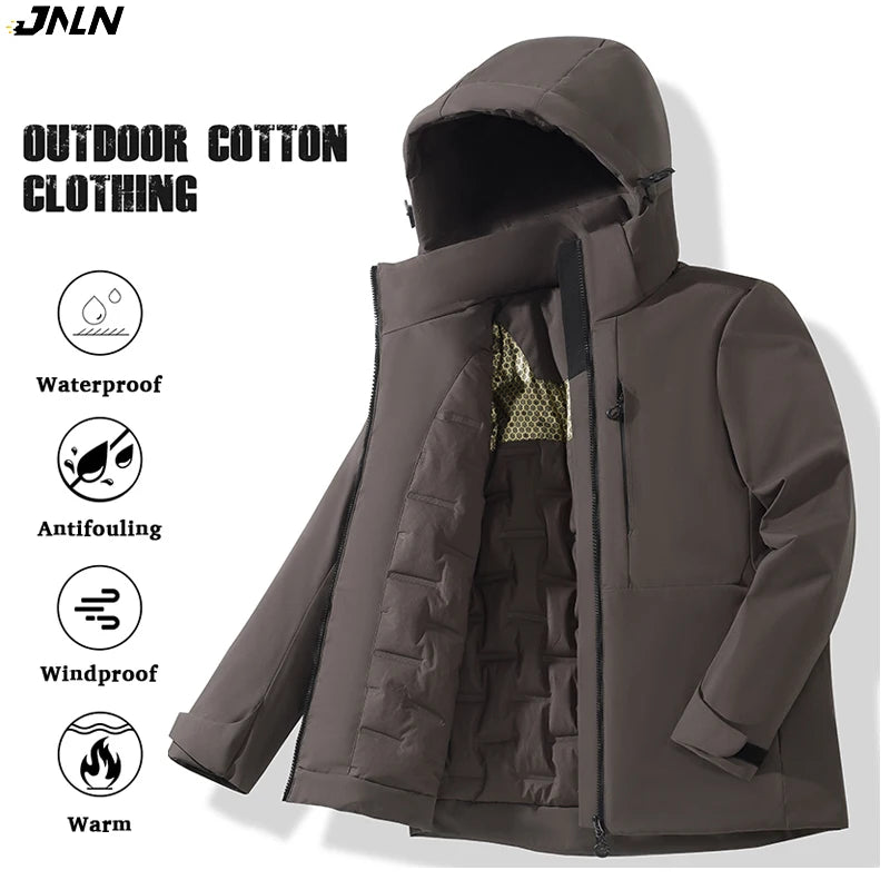Women waterproof fleece jacket windproof thermal with hood and full-length zip