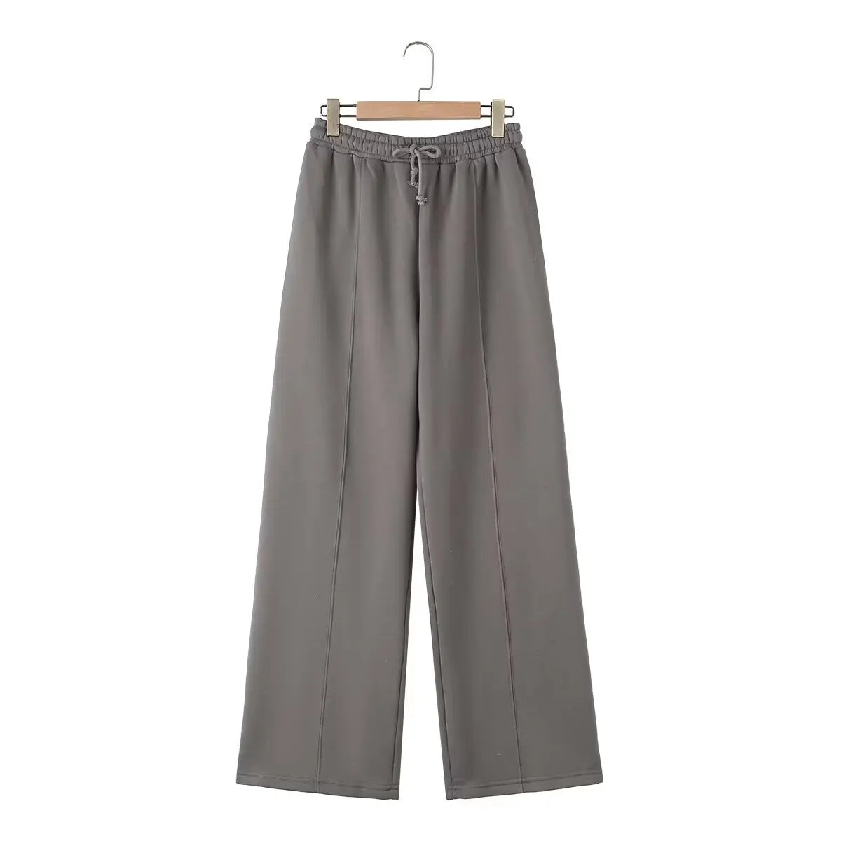 Womens 2 piece zip sweatshirt wide leg set with retro street style and high waist pants