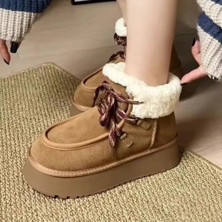 Snow Boots | Women's Sheepskin Ankle Boots, Wool Lined | Warm Winter
