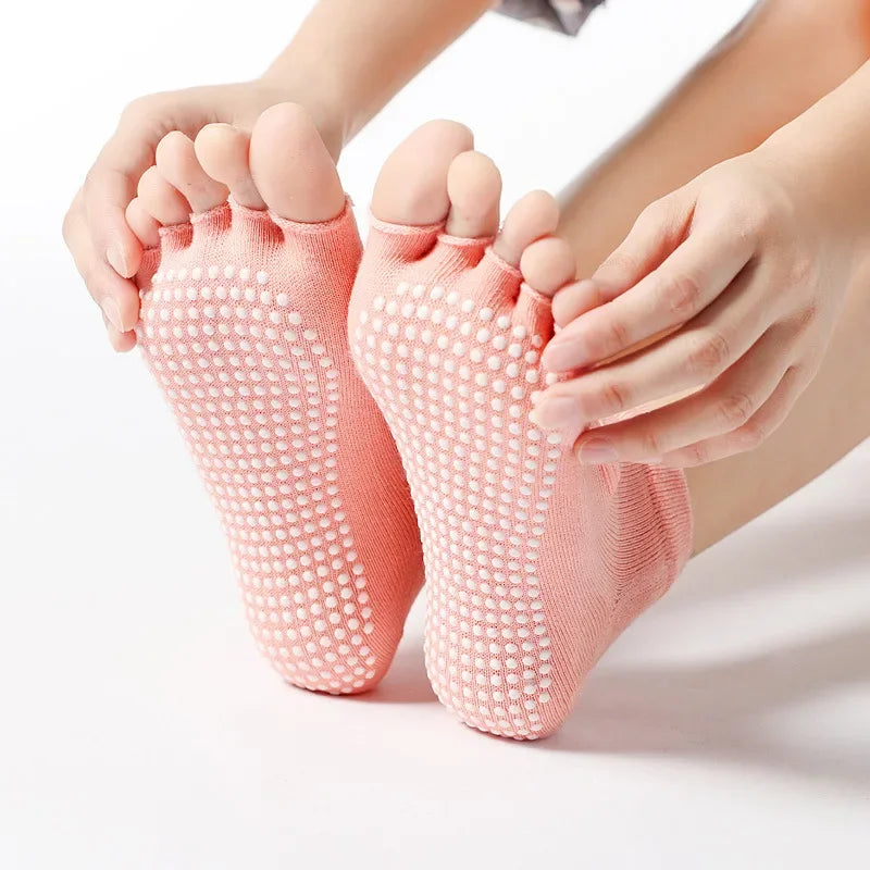 Five Toe Pilates Socks | Women's, Non Slip, Cotton | Breathable Comfort