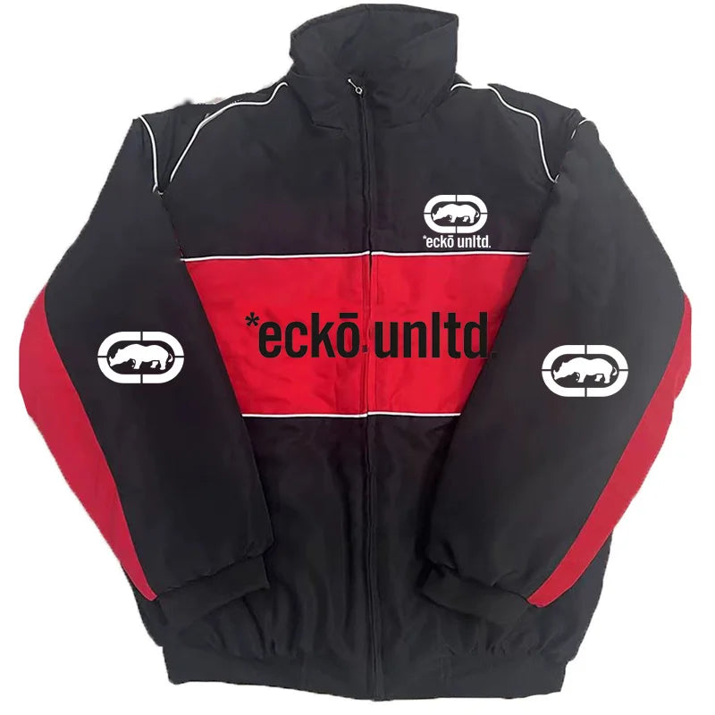 Men's Winter Jacket | Retro Hip Hop Style, Graphic Print | Padded Stand Collar