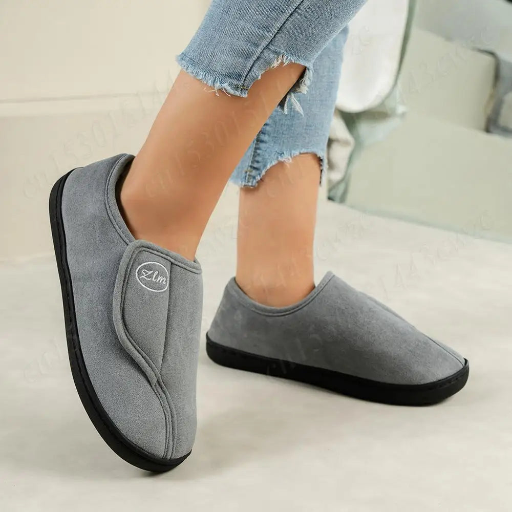 Men's Diabetic Slippers | Wide Fit, Suede Leather | Warm Plush, Non Slip Sole