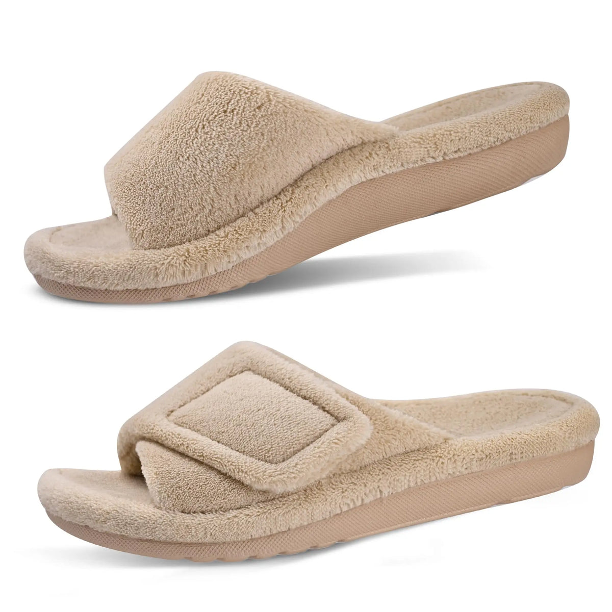 Women's Diabetic Slippers | Fluffy Slides, Soft Feel | Orthopaedic Arch Support