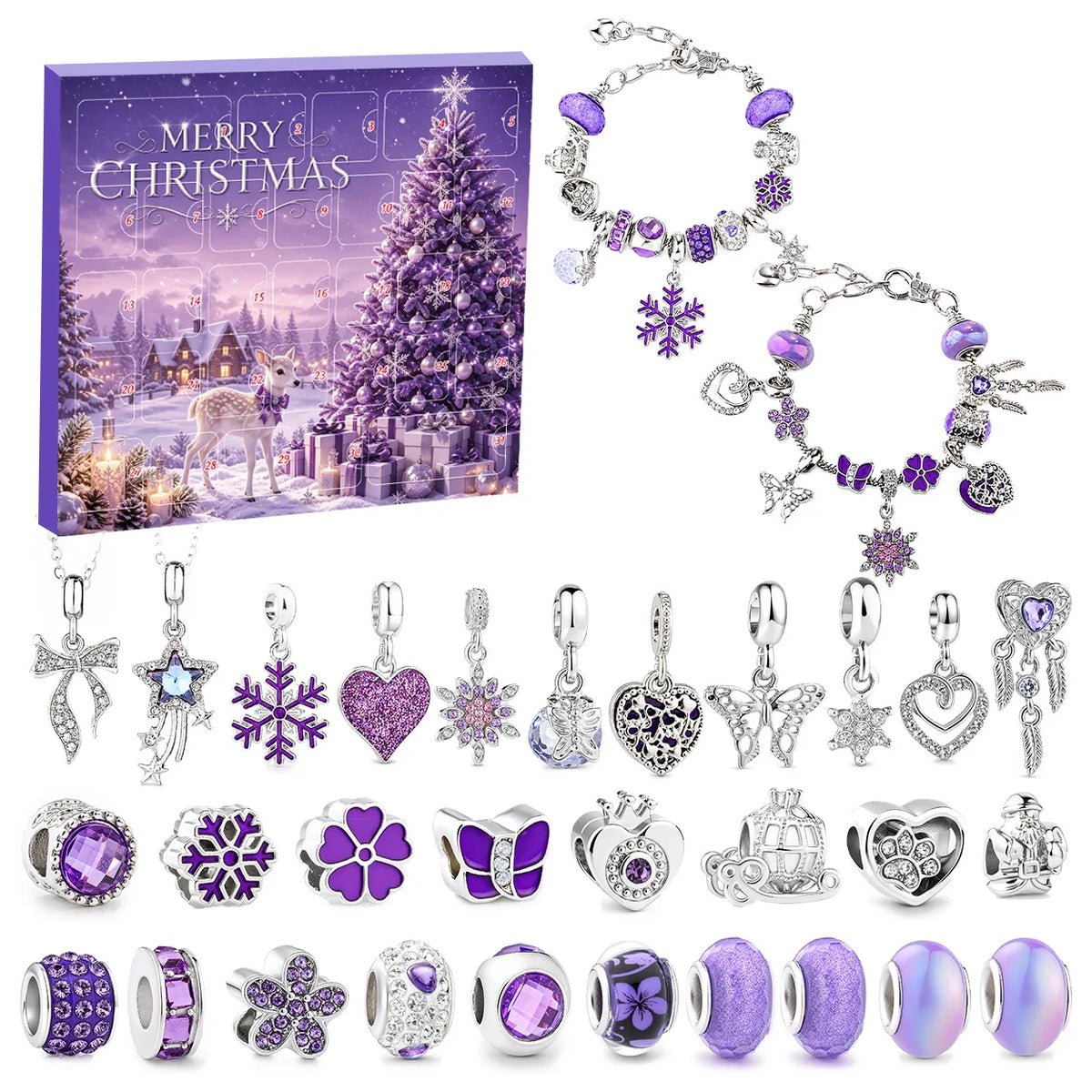 Charm Bracelet Advent Calendar Christmas Jewelry DIY Gift Box 24 Days
