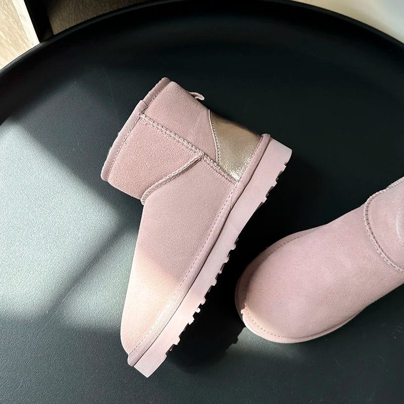 Women's Ankle Boots | Suede, Wool Lined | Winter Platform, Round Toe
