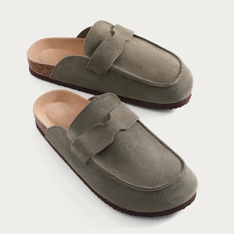 Diabetic Slippers Women | Suede Cork Clogs with Arch Support Non Slip