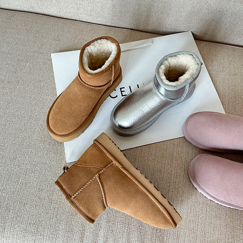 Women's Ankle Boots | Suede, Wool Lined | Winter Platform, Round Toe