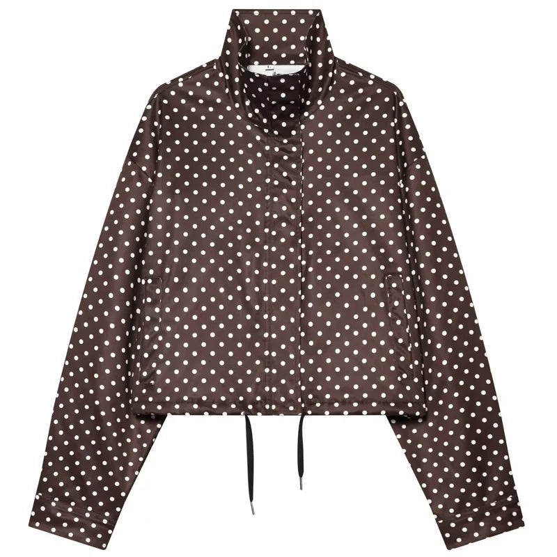 Women's Bomber Jacket | Polka Dot, Oversized | Long Sleeve Spring Coat