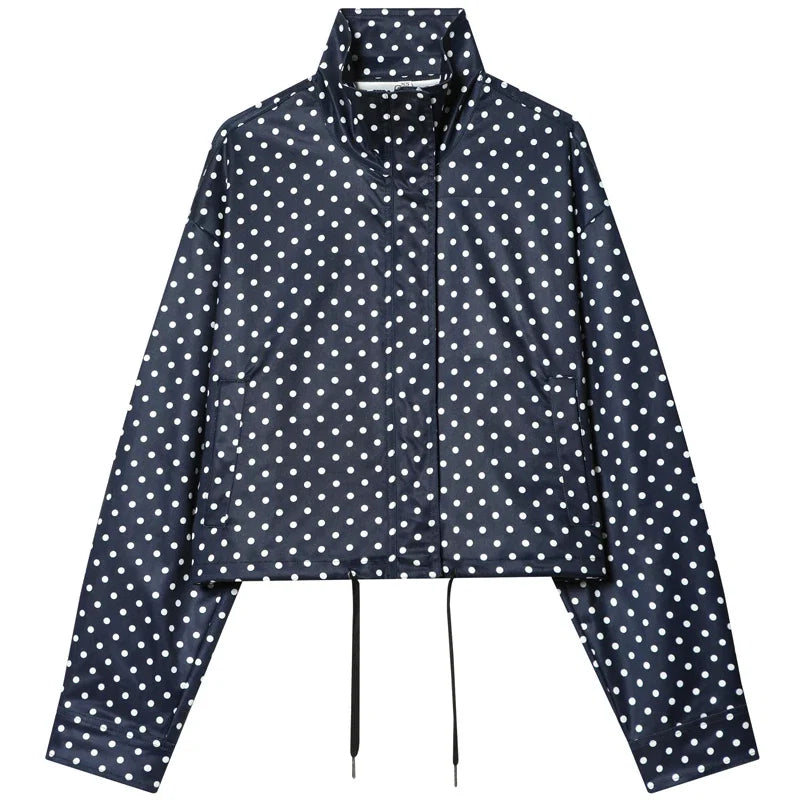 Women's Bomber Jacket | Polka Dot, Oversized | Long Sleeve Spring Coat