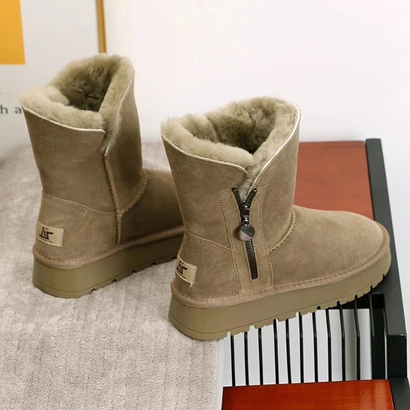 Sheepskin Boots | Women's Mid Calf Style | Warm Winter Snow Boots