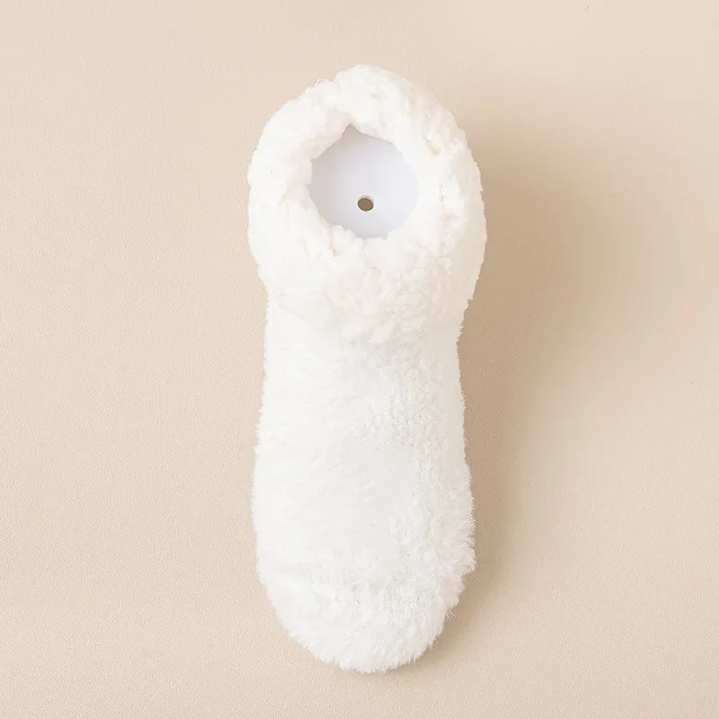 Teddy slipper socks for women thick plush lamb velvet, warm winter