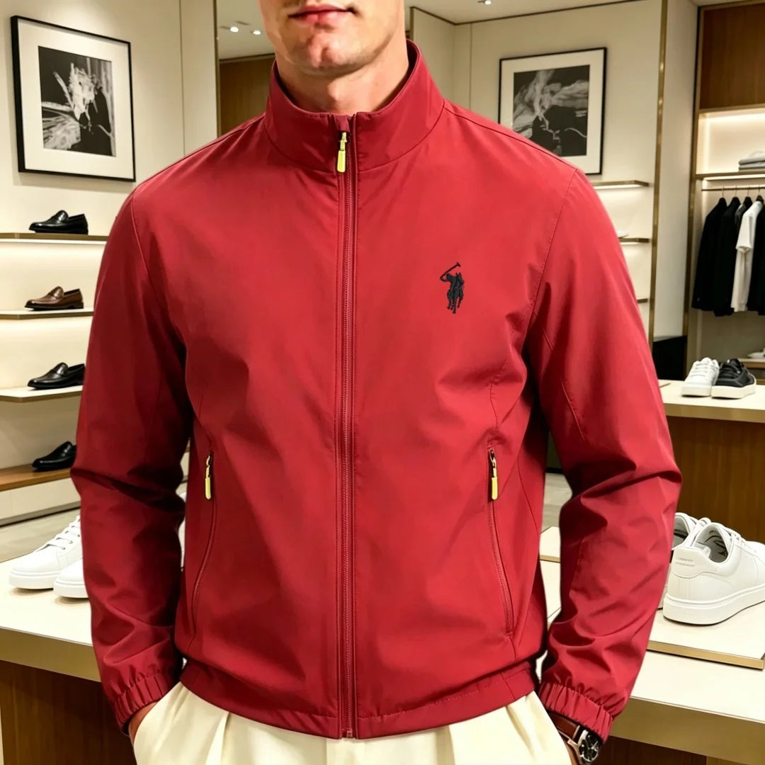 Unisex long sleeve zipper jacket turtleneck with embroidered detail