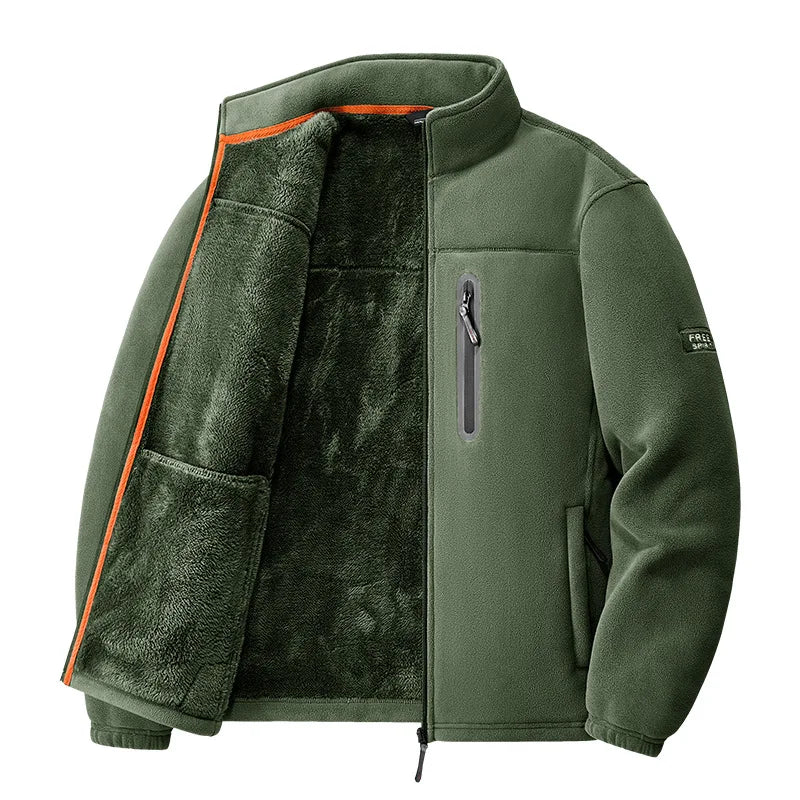 Thermal fleece jacket men thick polar fleece insulated casual winter
