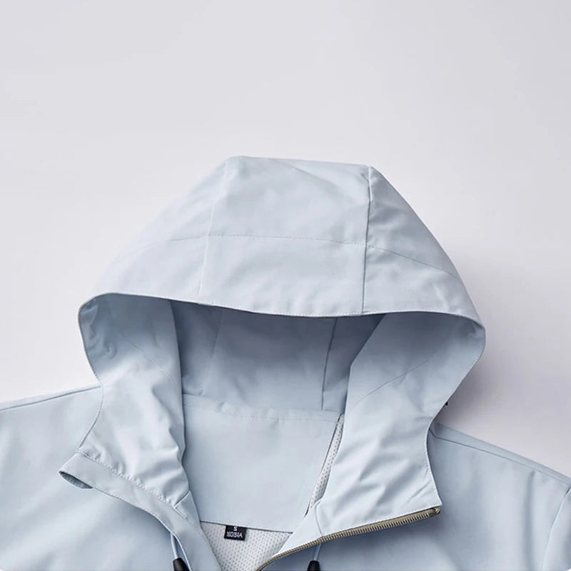 Women men waterproof jacket windproof hooded lightweight rain jacket