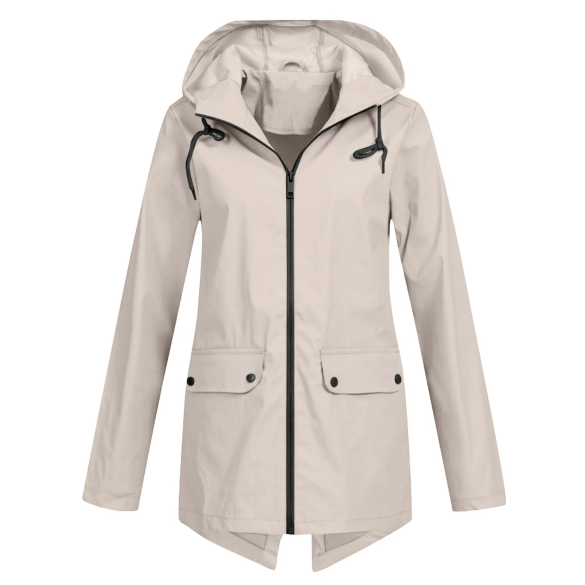 Women waterproof lightweight hooded rain jacket zip-up outdoor