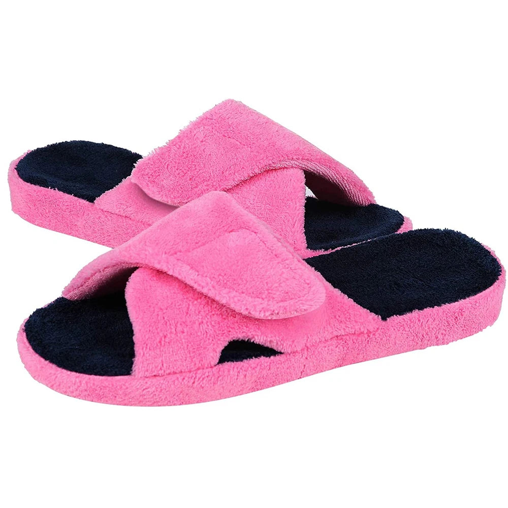 Extra Wide Slippers for Swollen Feet Womens Adjustable Fuzzy Warm