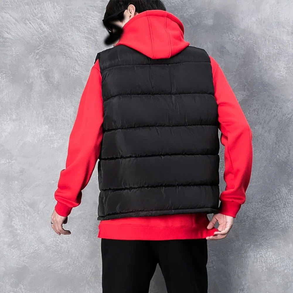 Mens stand collar vest jacket sleeveless cotton, thick winter warm