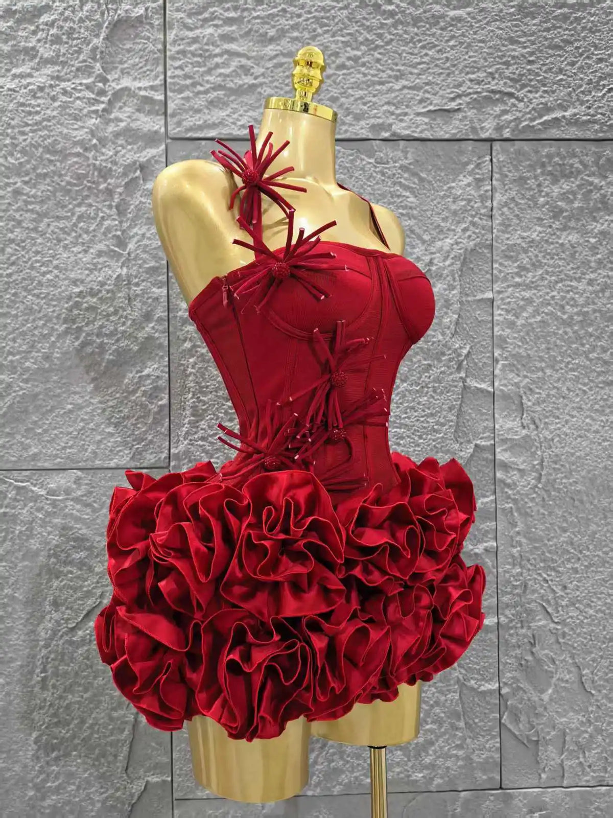 Christmas Party Dress | Women's Strapless Mini Dress, Mermaid Style, Bandage