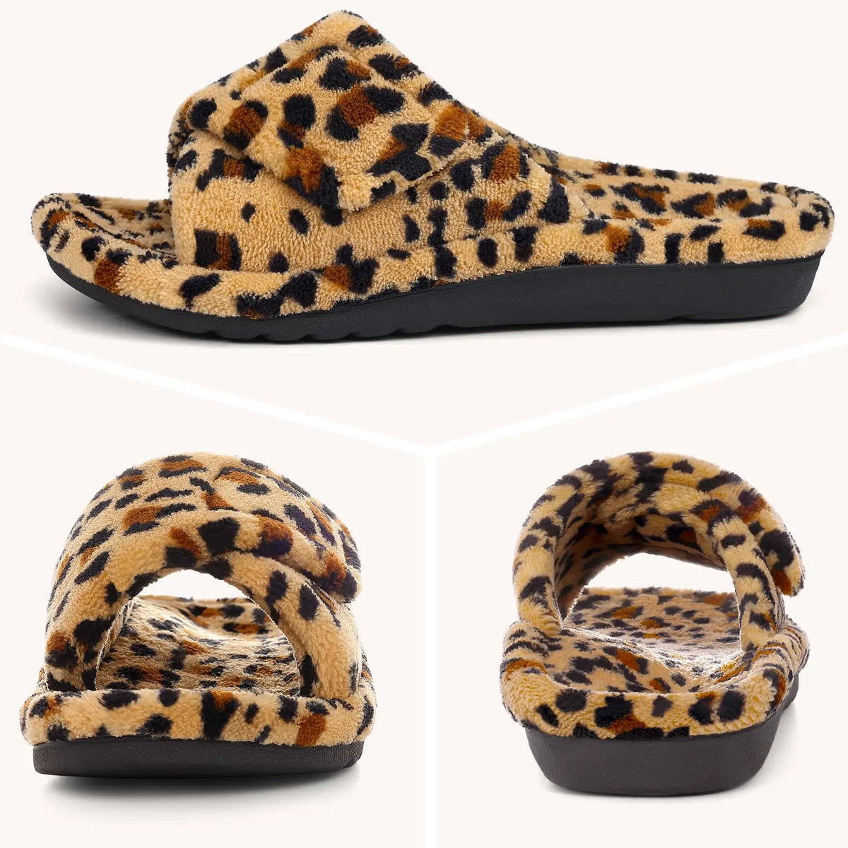 Women's Diabetic Slippers | Fluffy Slides, Soft Feel | Orthopaedic Arch Support