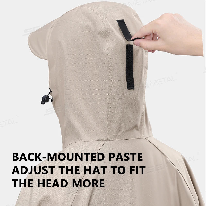 Unisex waterproof hooded rain poncho oversized long raincoat in oxford cloth