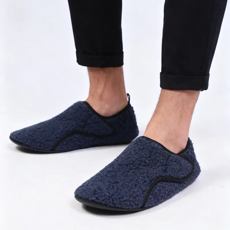 Extra Wide Slippers for Swollen Feet | Men's Warm Indoor Cotton Shoes